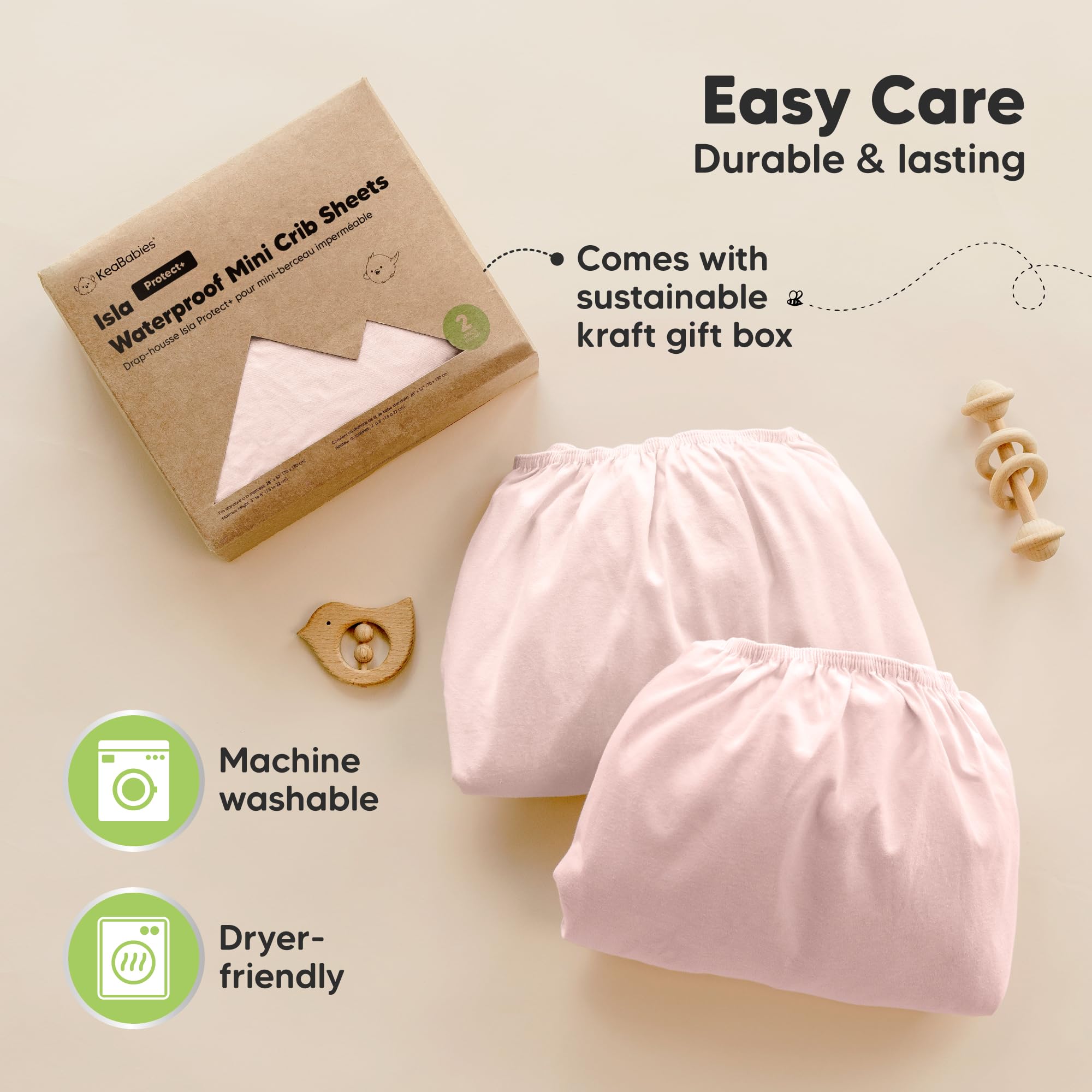 KeaBabies Gender-neutral Mist Rose design complements any nursery.