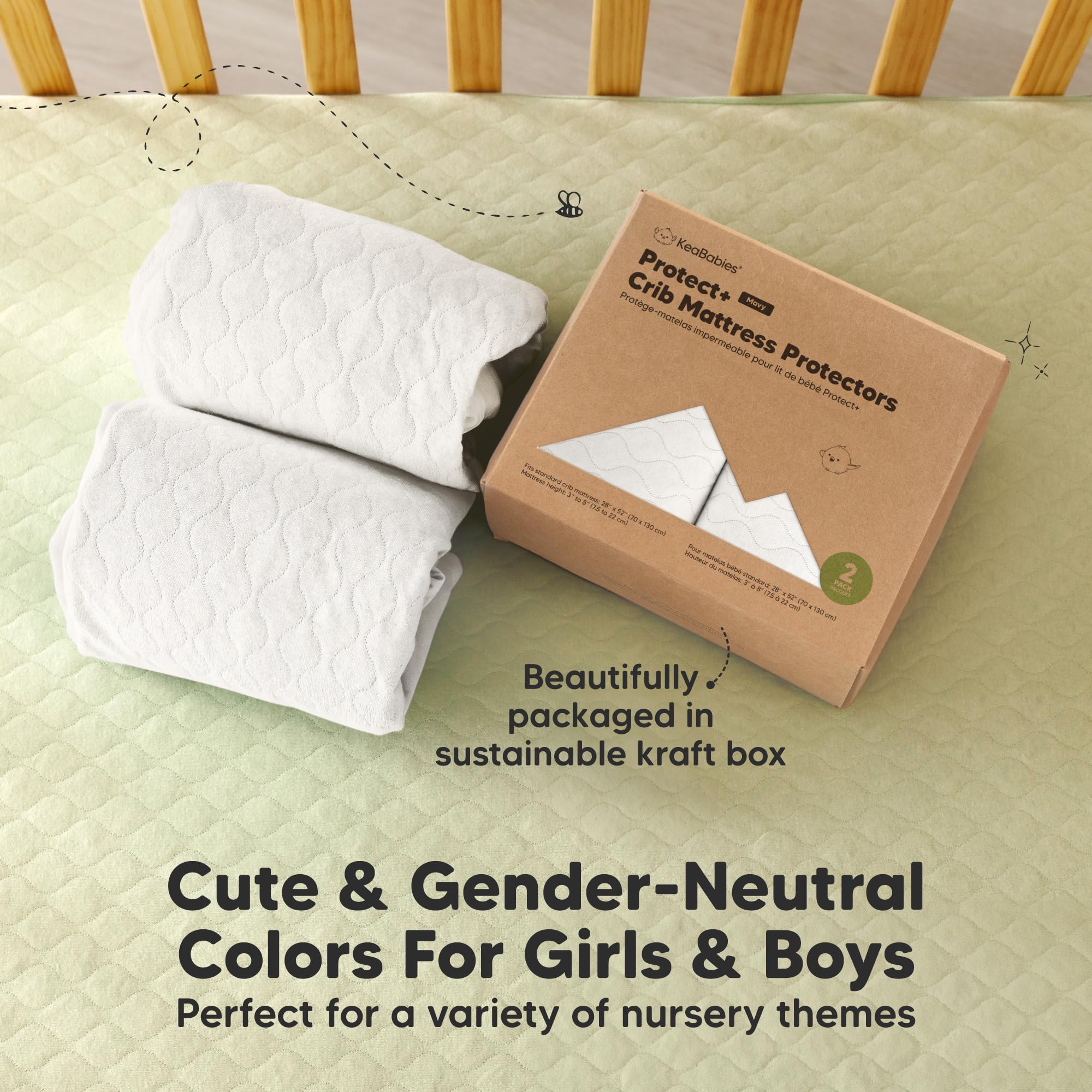KeaBabies gender-neutral crib sheets suit any nursery decor.