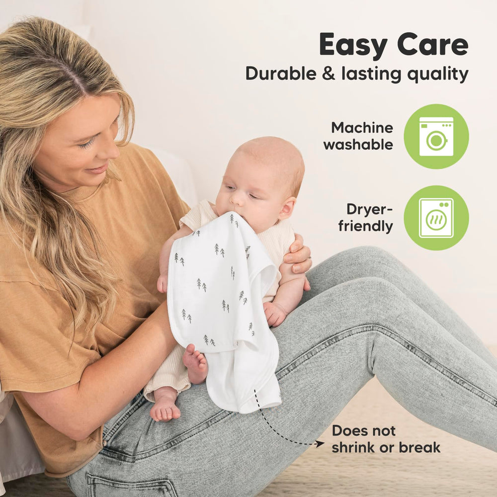 KeaBabies gender-neutral design burp cloths, matches any outfit.