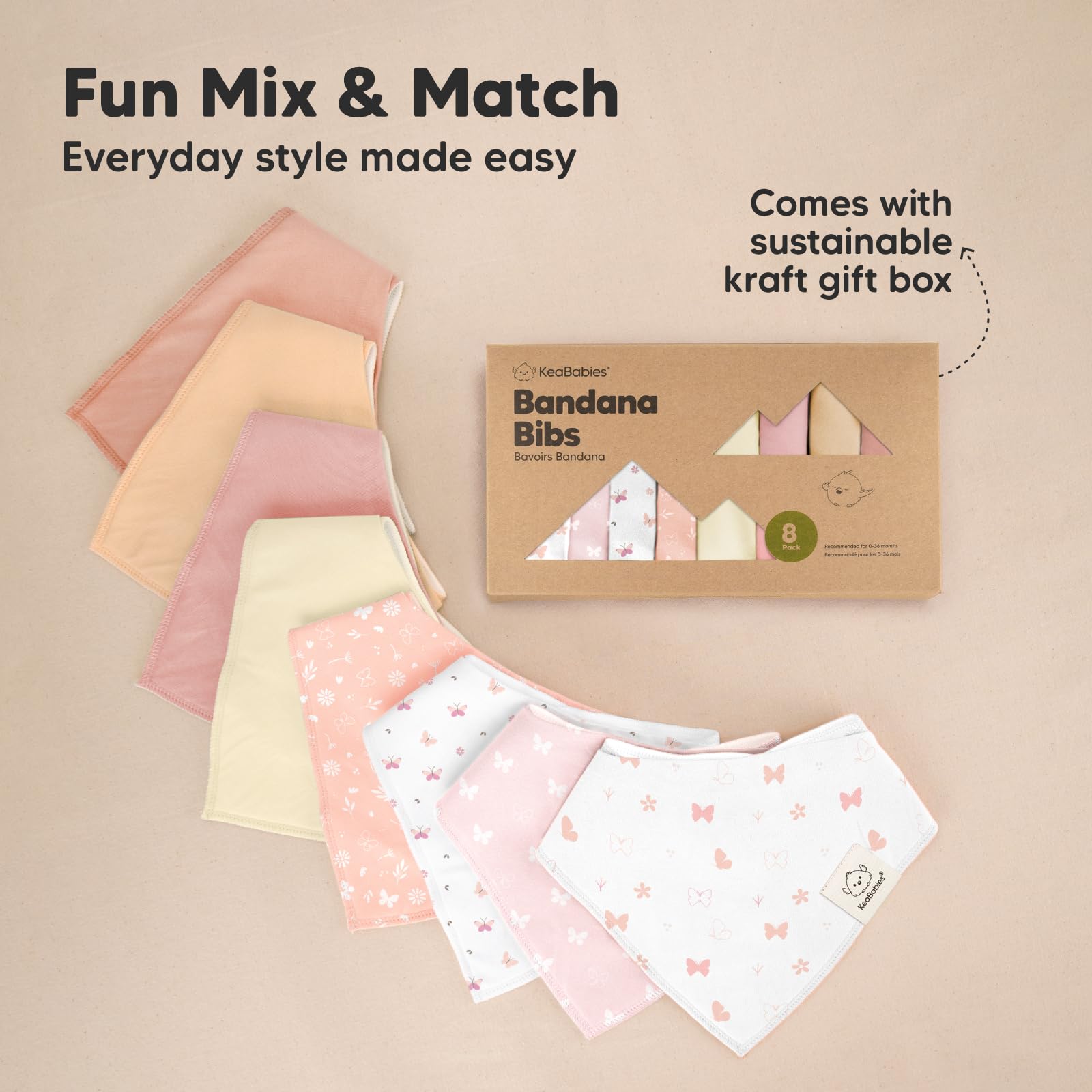 KeaBabies gender-neutral shade bibs for versatile outfits