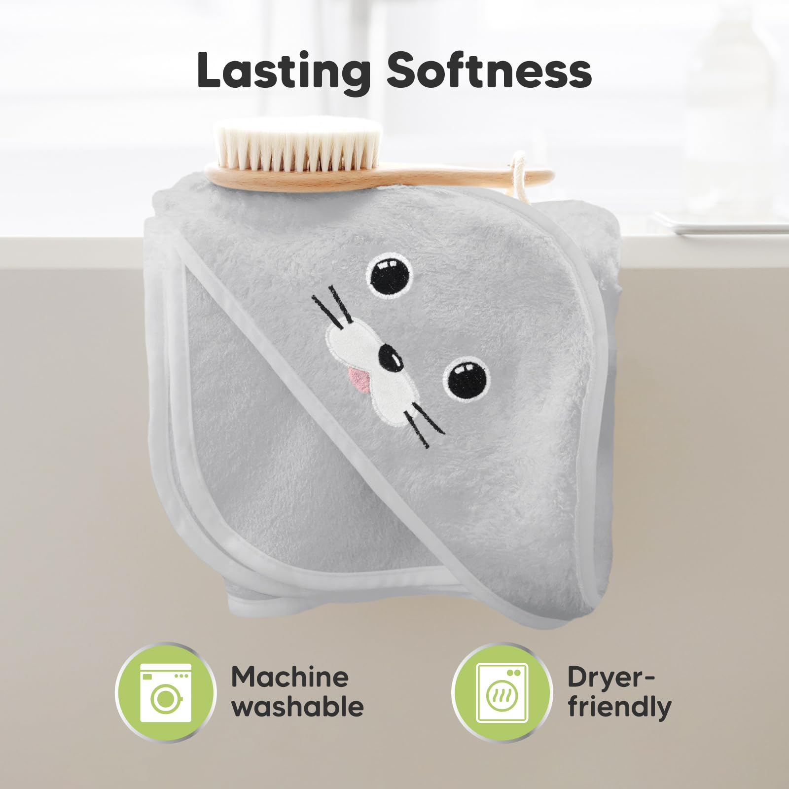 KeaBabies gentle on sensitive skin towel supports daily bath times