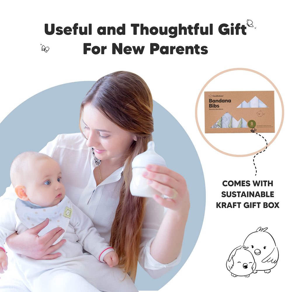 KeaBabies gift-box packaging with constellation bibs for baby shower gift