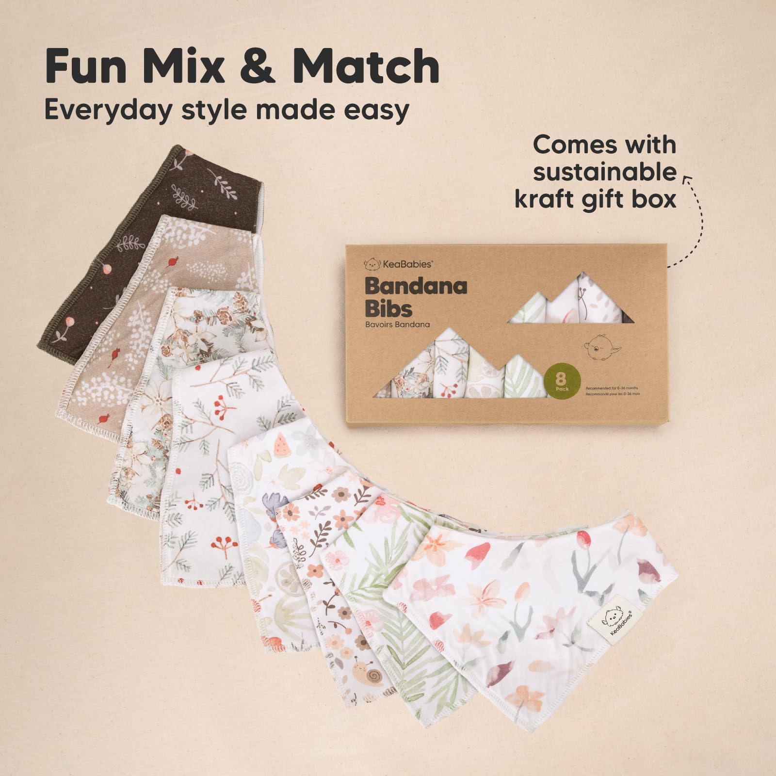 KeaBabies gift box packaging showcases a stylish, ready-to-gift baby essentials set.