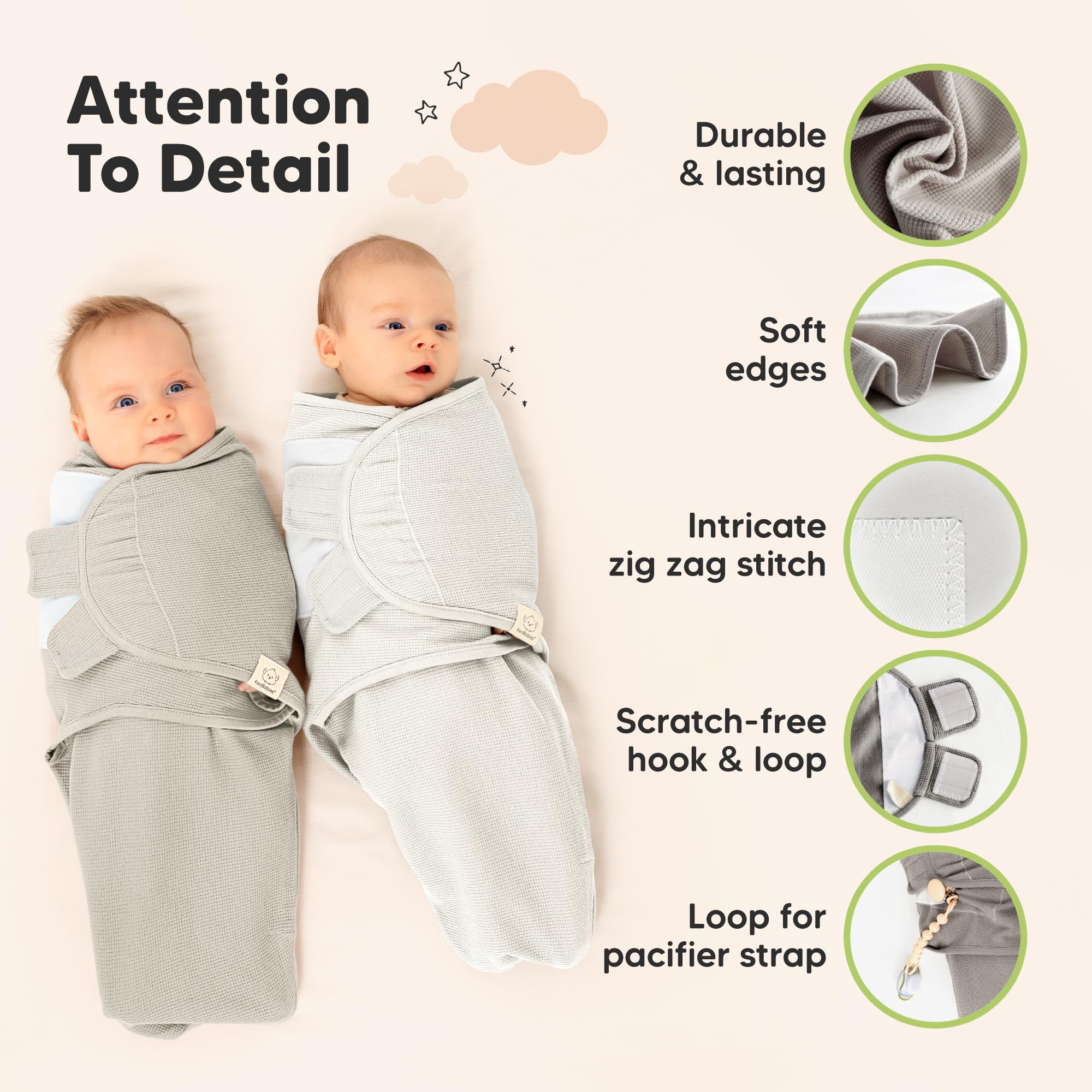 KeaBabies gift-box swaddle set in Granite makes a thoughtful newborn present.