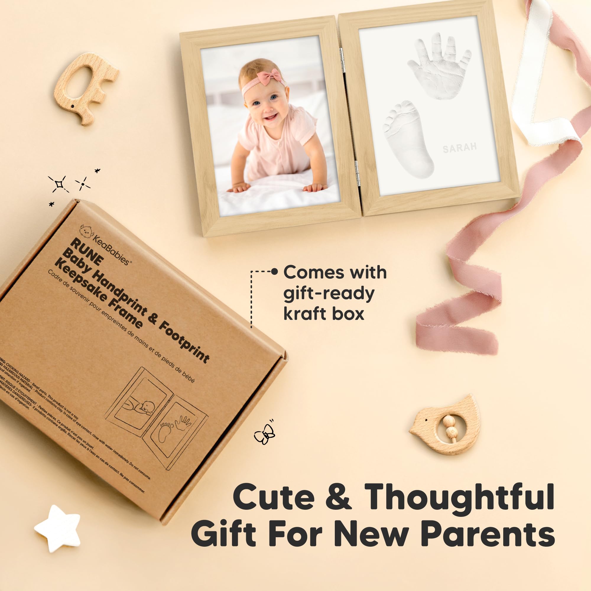 KeaBabies glass covered frame protects delicate prints for display.