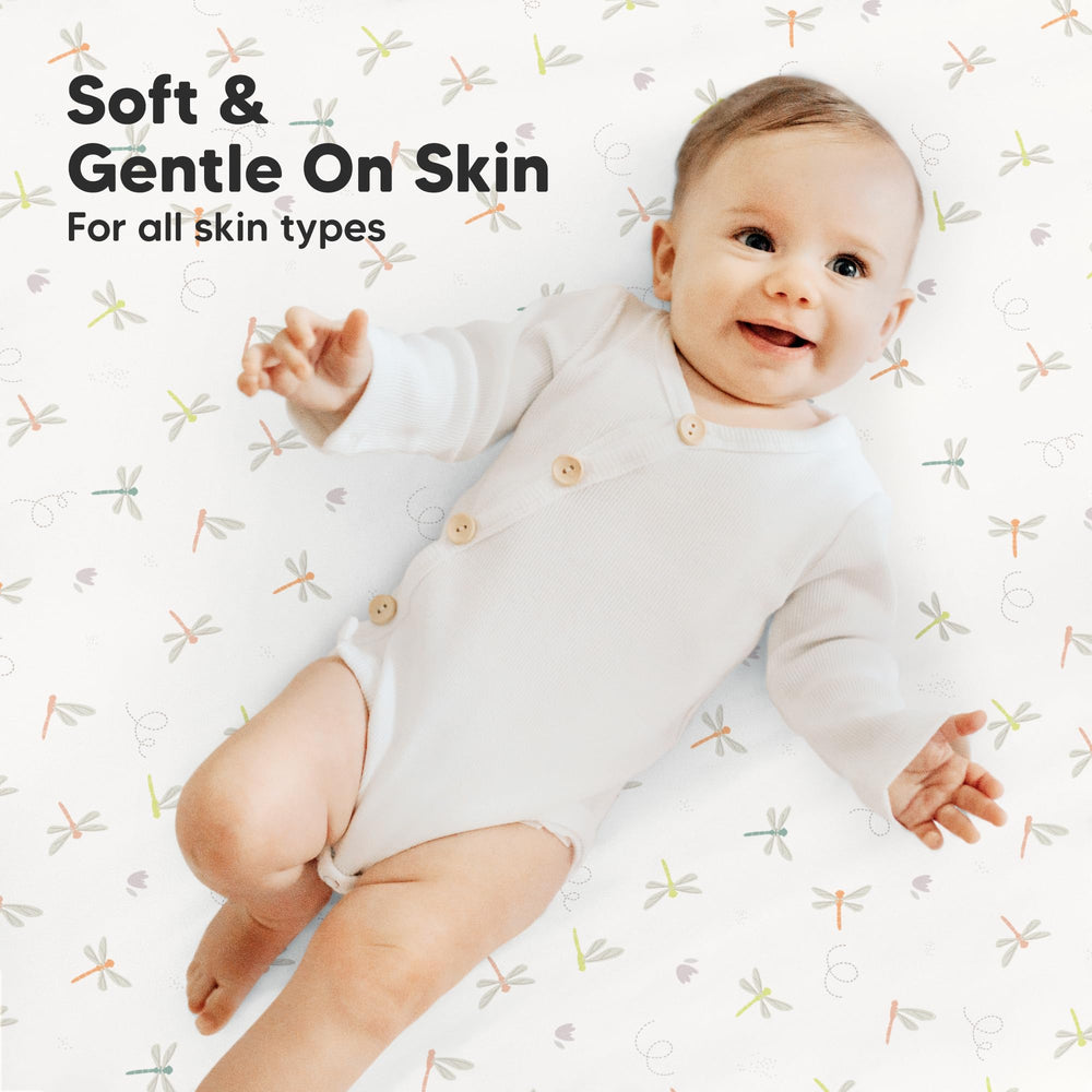 KeaBabies GOTS organic cotton mini sheet Meadow, breathable fabric ideal for sensitive skin.