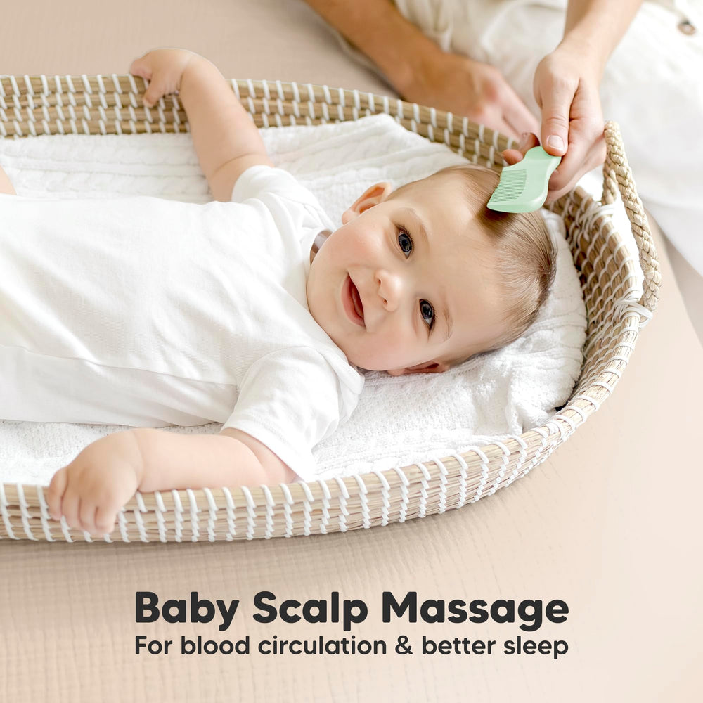 KeaBabies hair brush glides through baby hair to reduce tangles.