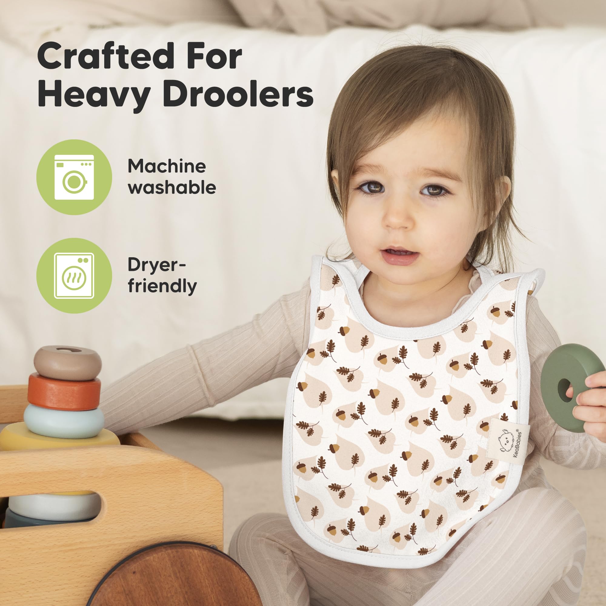 KeaBabies Hallo bib helps keep clothes clean during feeding.