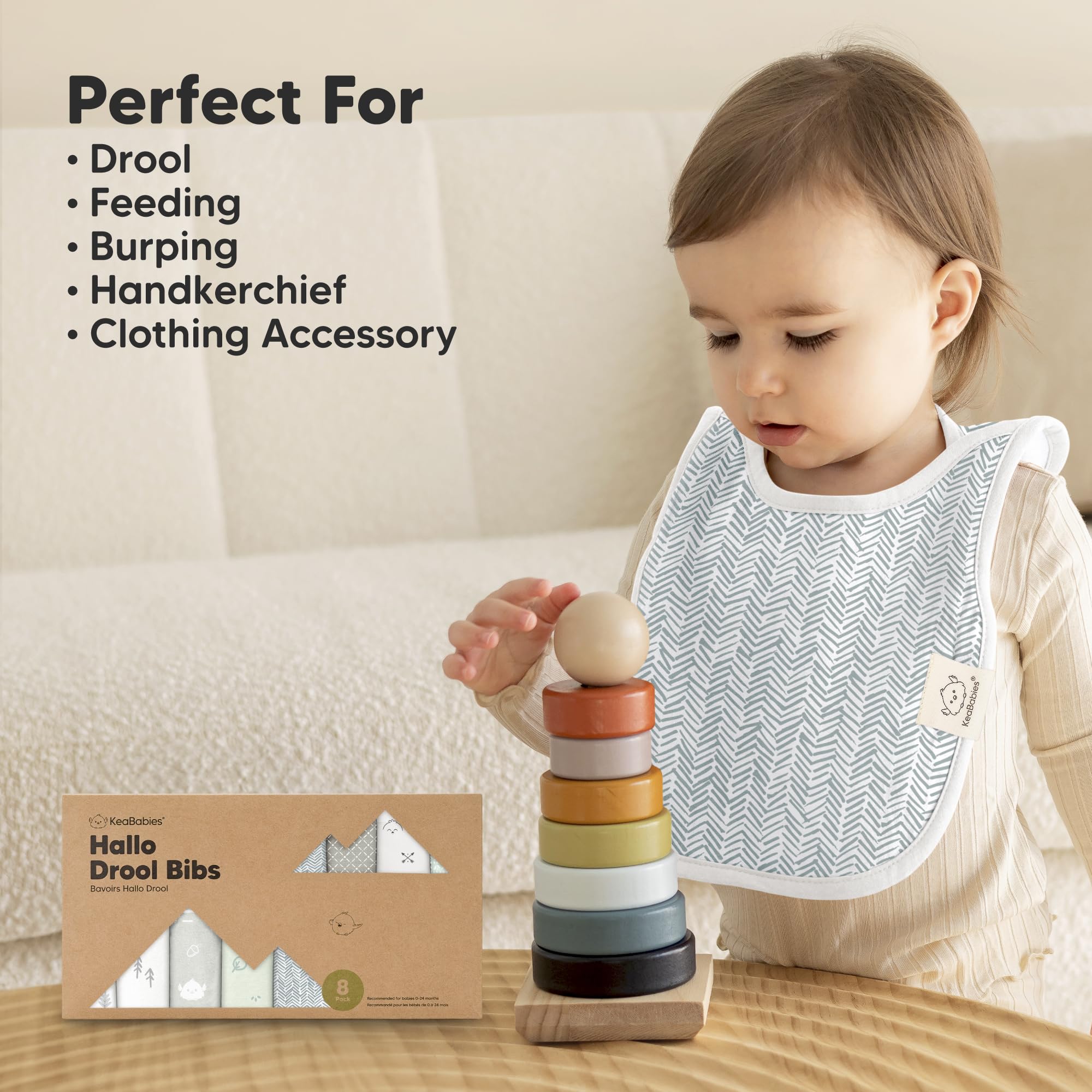 KeaBabies Hallo Bib ideal for drool, teething, mealtime moments.