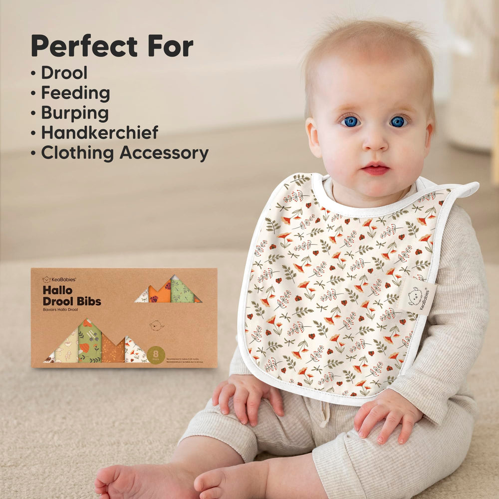 KeaBabies Hallo bib provides large torso coverage for extra protection.