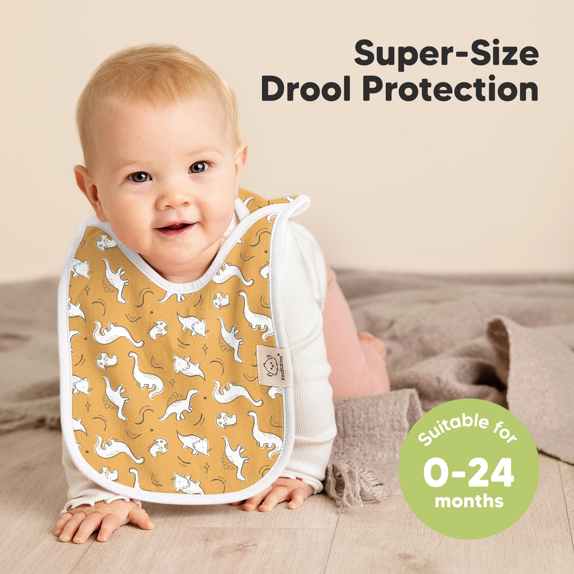 KeaBabies Hallo bib organic cotton close-up highlighting gentle, soft fabric.