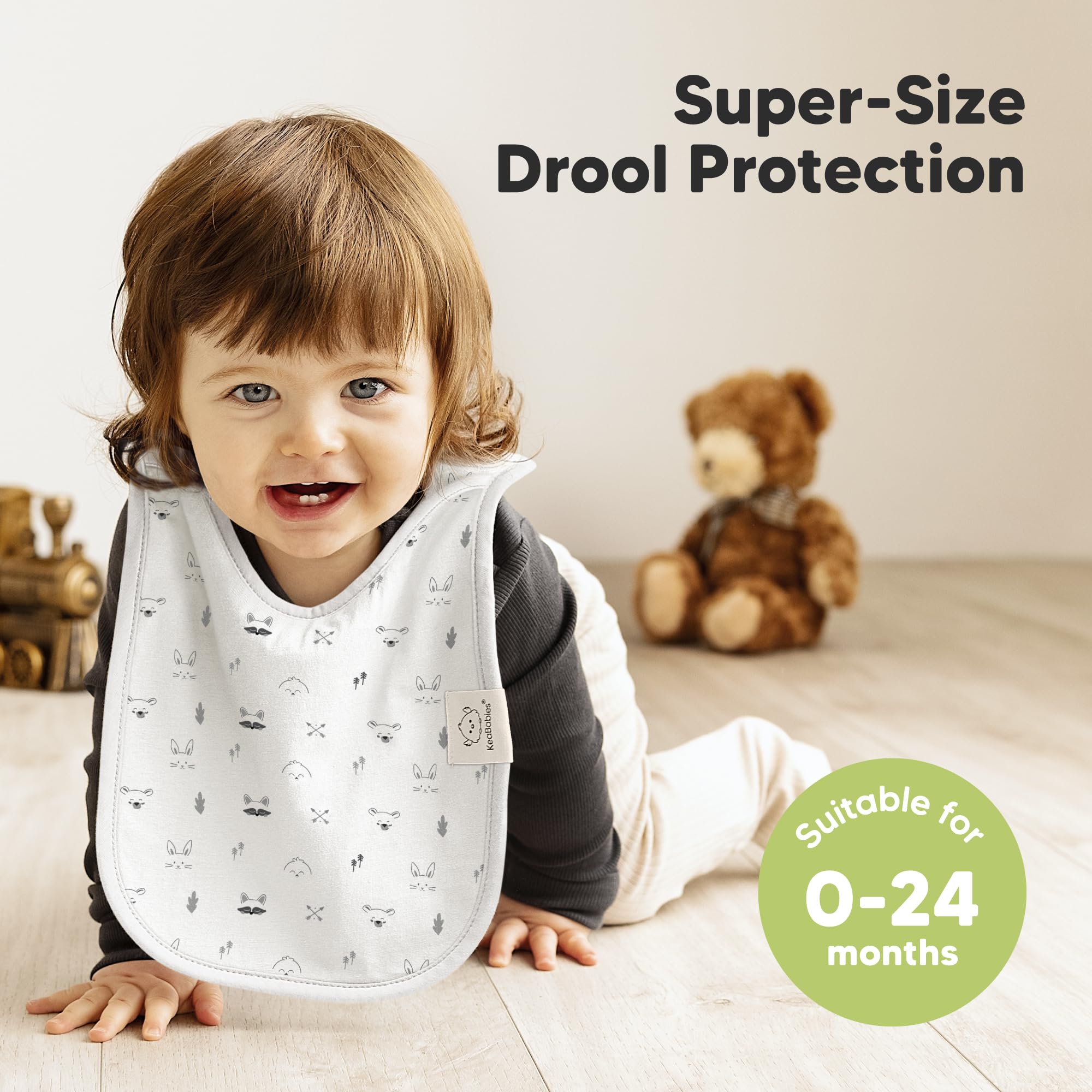 KeaBabies Hallo Bib organic cotton close-up shows gentle, skin-friendly fabric.
