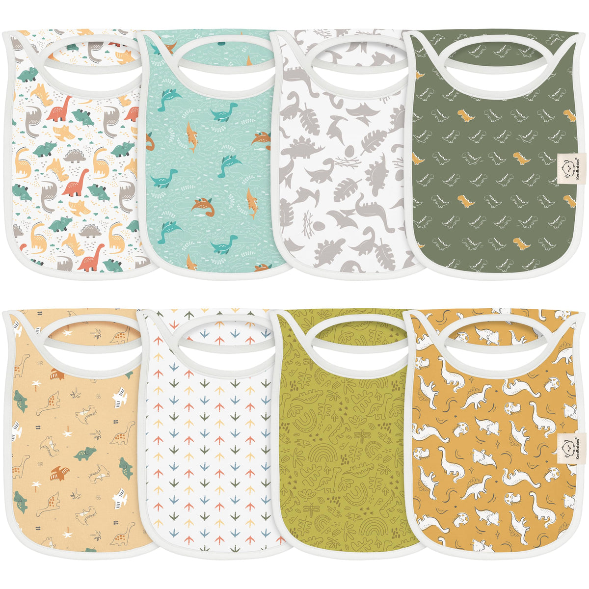 KeaBabies Hallo bib pullover design shown for easy on-off and secure fit.
