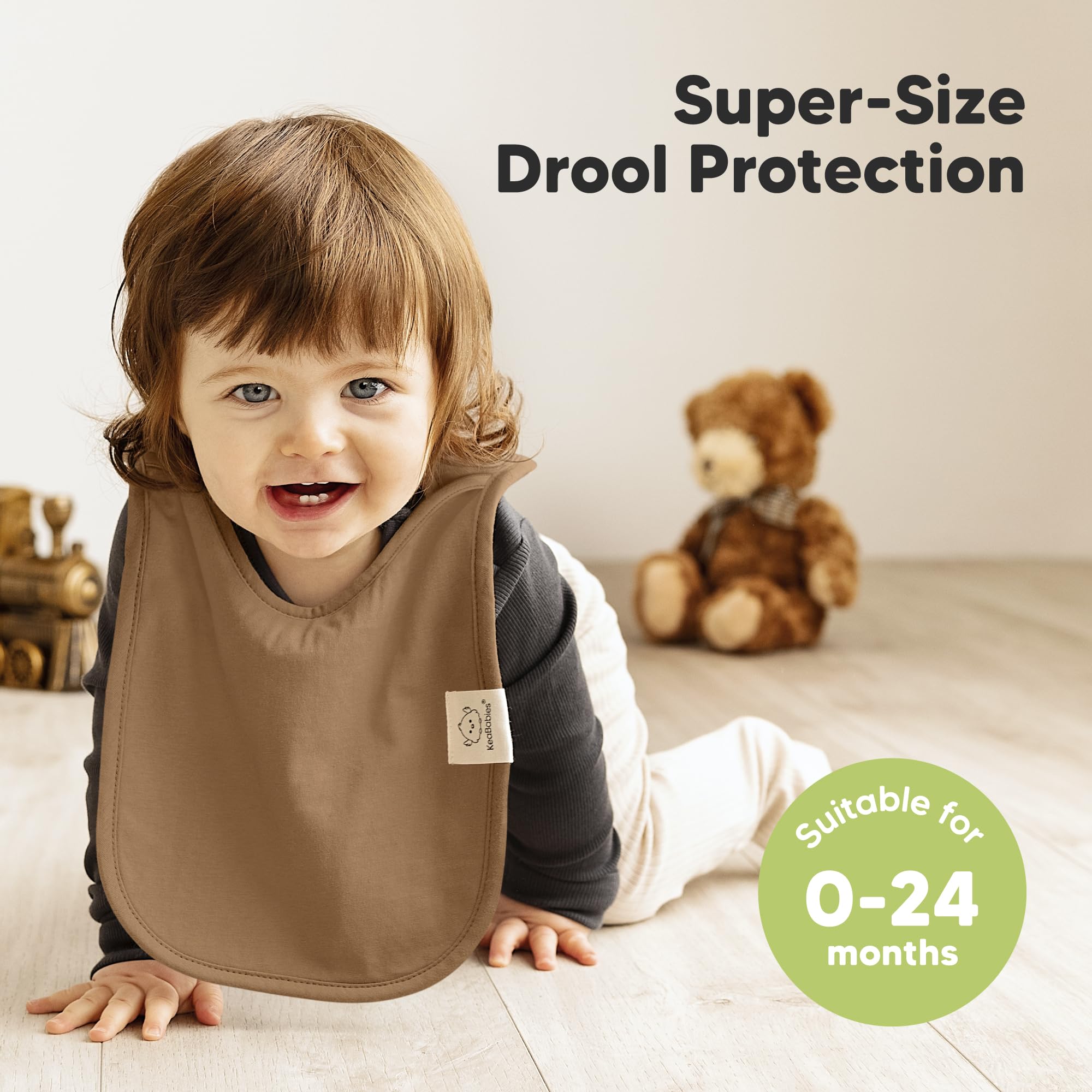 KeaBabies Hallo bib side view shows pullover design for easy wear and secure fit