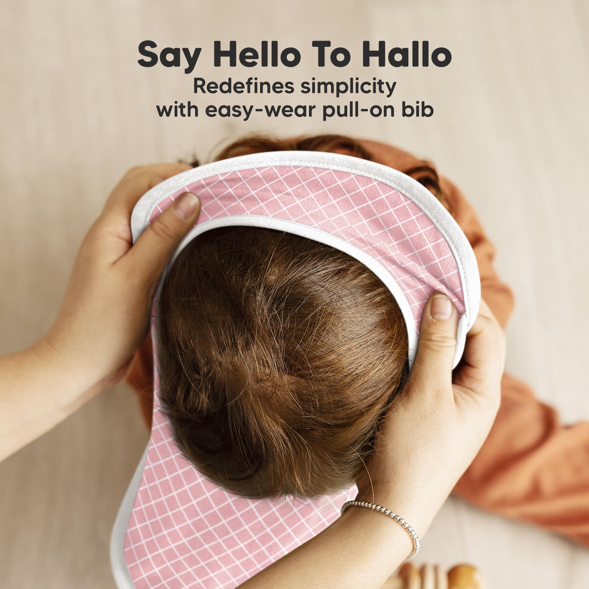 KeaBabies Hallo Bibs teething-friendly pullover design simplifies on-the-go use.
