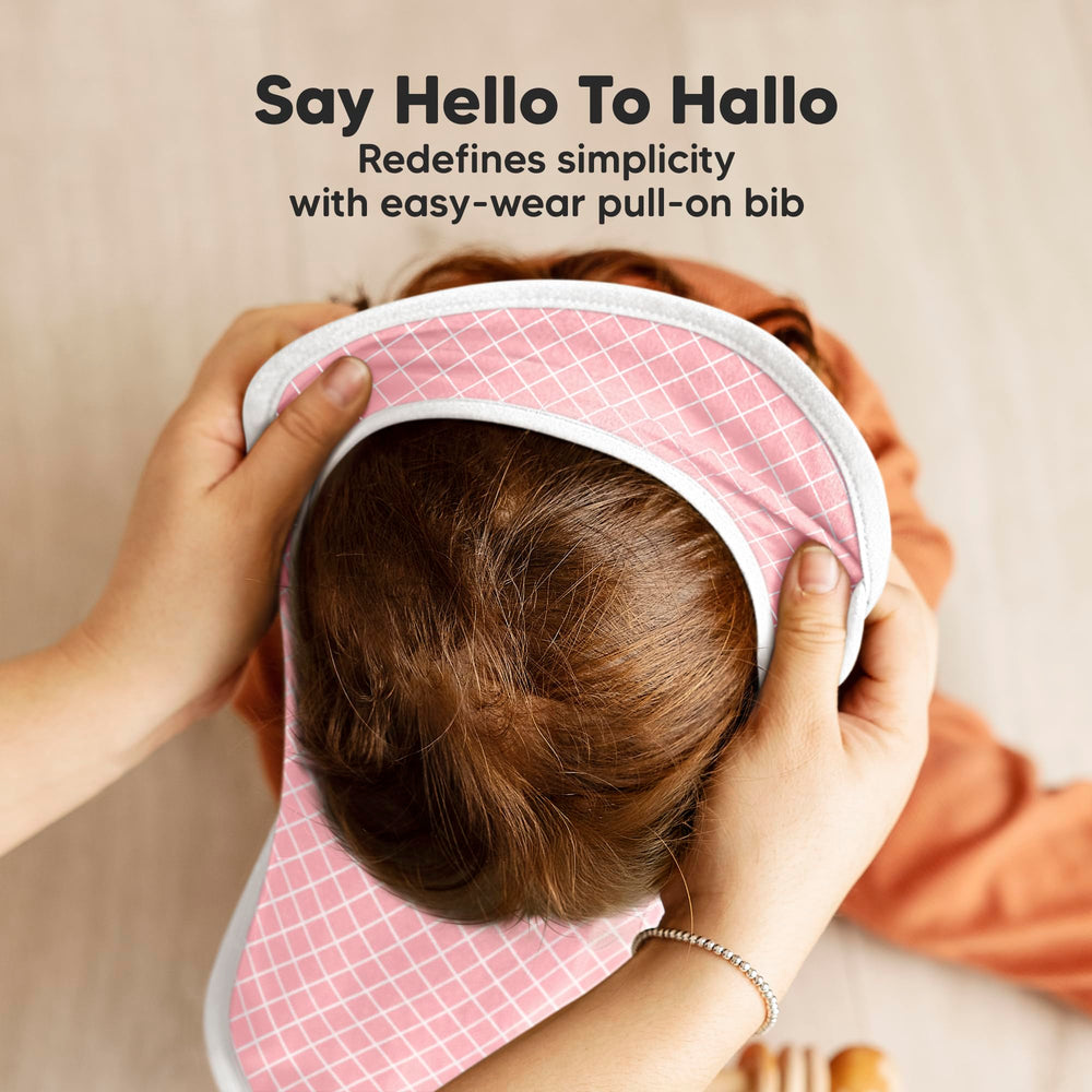 KeaBabies Hallo Bibs teething-friendly pullover design simplifies on-the-go use.