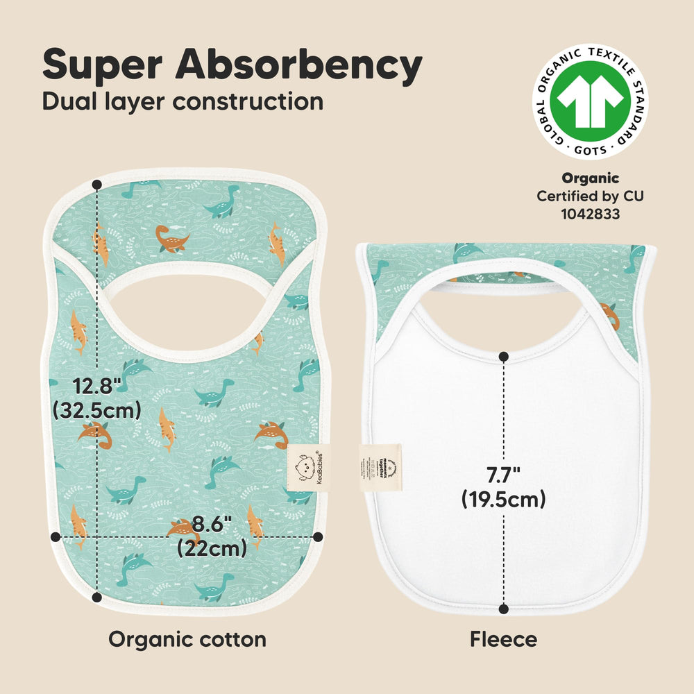 KeaBabies Hallo bib with water-resistant fleece back for added absorption.