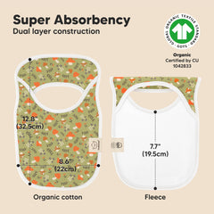 KeaBabies Hallo bib with water-resistant fleece backing for added absorption.