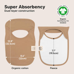 KeaBabies Hallo bib with water-resistant fleece boosts absorption and keeps clothing clean.