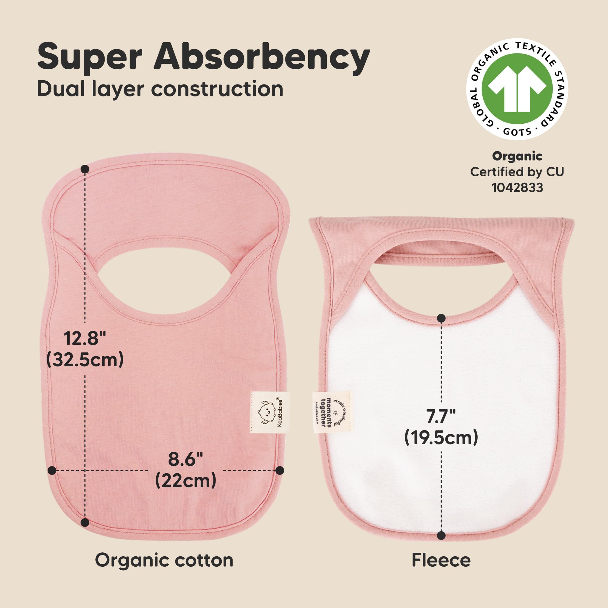 KeaBabies Hallo Baby Bibs with water-resistant fleece provide extra moisture protection.