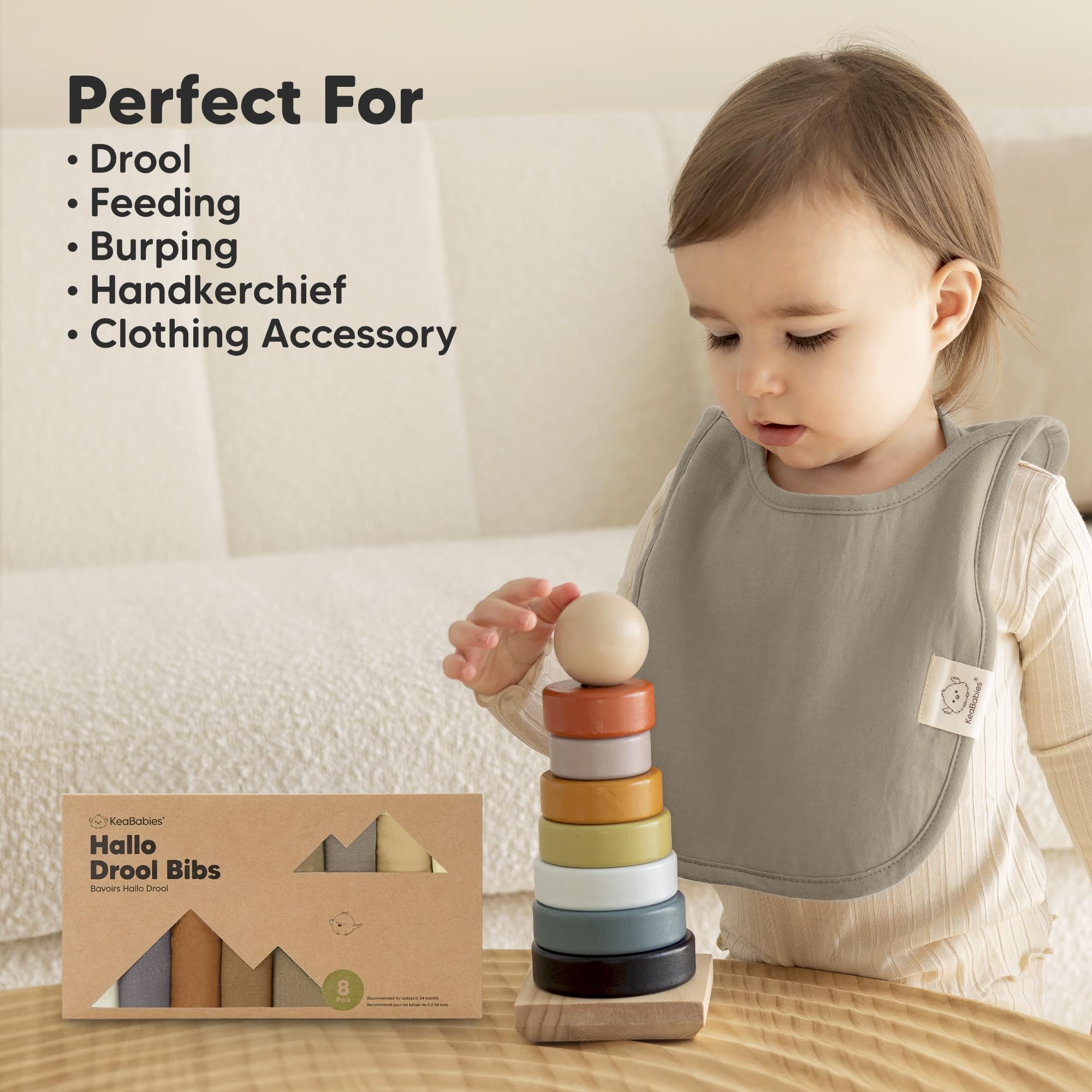 KeaBabies Hallo bib with fleece backing boosts absorption and dryness