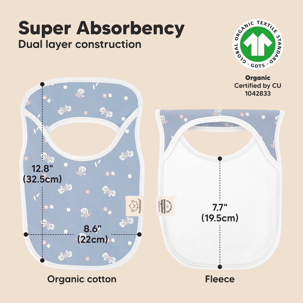 KeaBabies Hallo bib fleece backing demonstrates water resistant moisture management