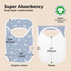 KeaBabies Hallo bib fleece backing demonstrates water resistant moisture management