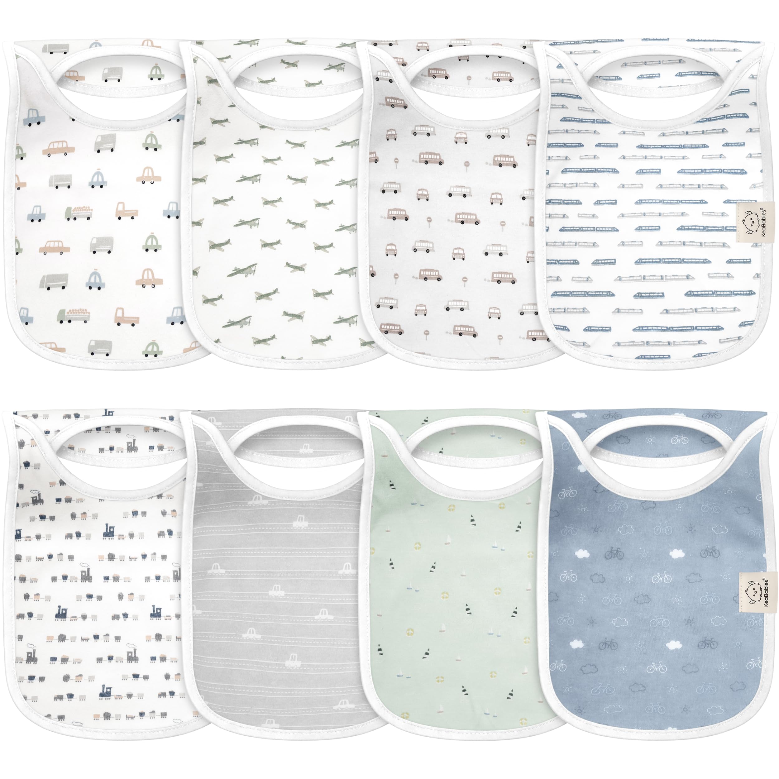 KeaBabies Hallo Baby Bibs front view shows soft, absorbent fabric for all-day drool control.