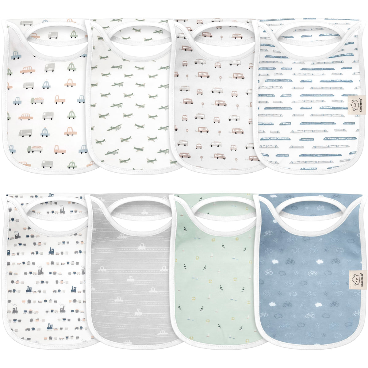 KeaBabies Hallo Baby Bibs front view shows soft, absorbent fabric for all-day drool control.
