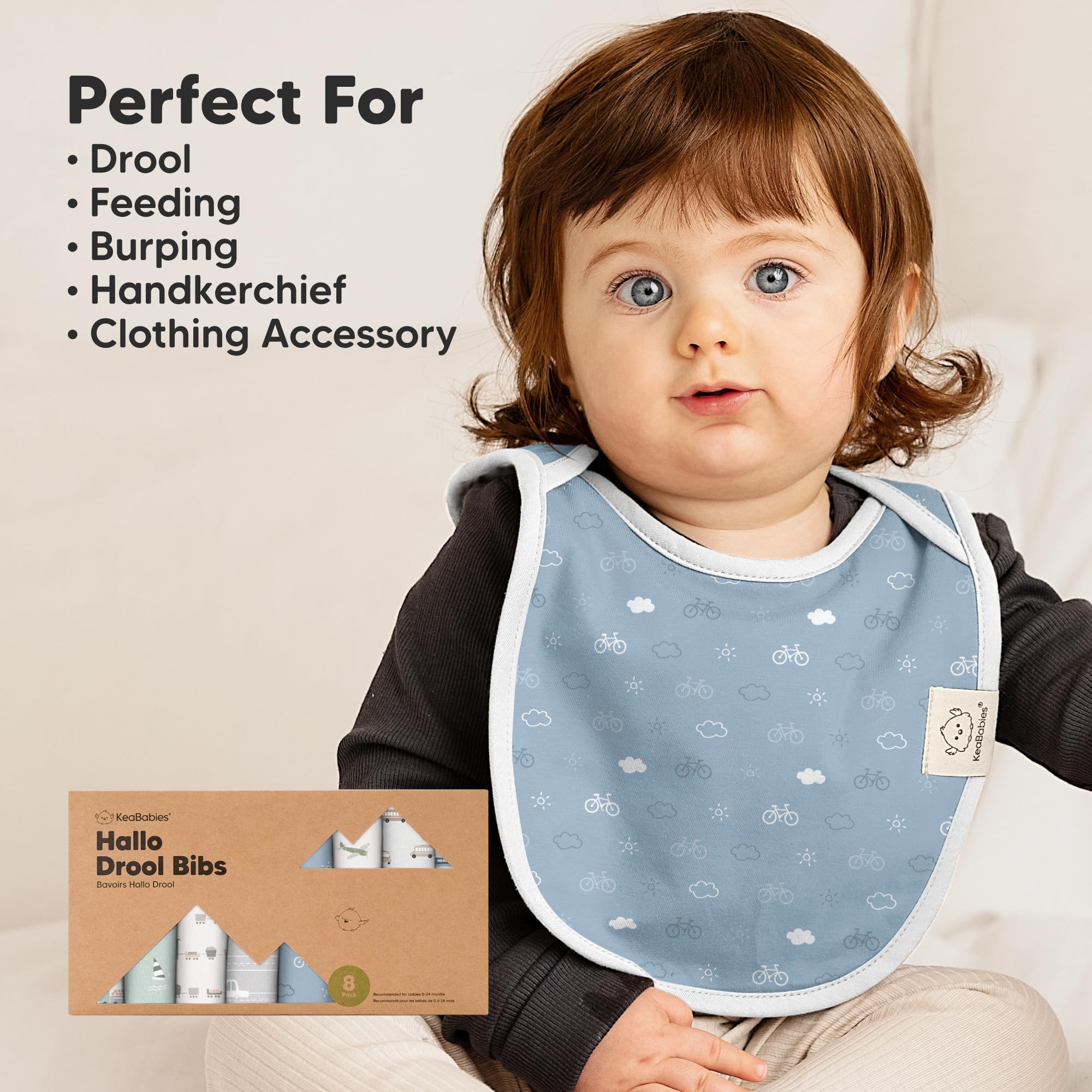 KeaBabies Hallo Baby Bibs gift packaging makes a thoughtful newborn gift.