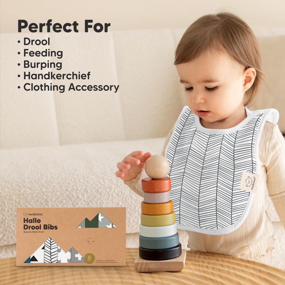 KeaBabies Hallo Baby Bibs newborn use with absorbent layers for drool control.