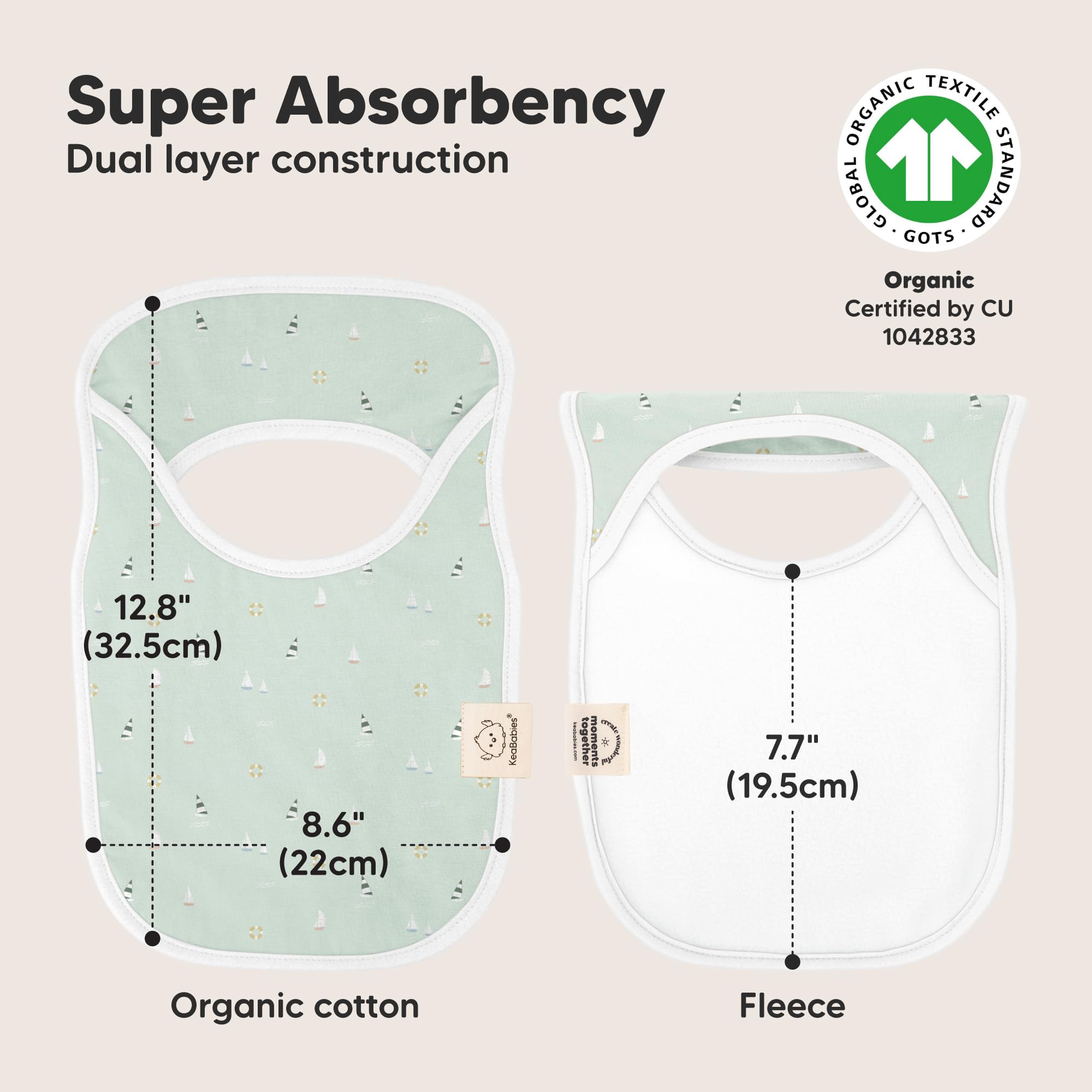 KeaBabies Hallo Baby Bibs organic cotton fabric feels gentle on delicate skin.