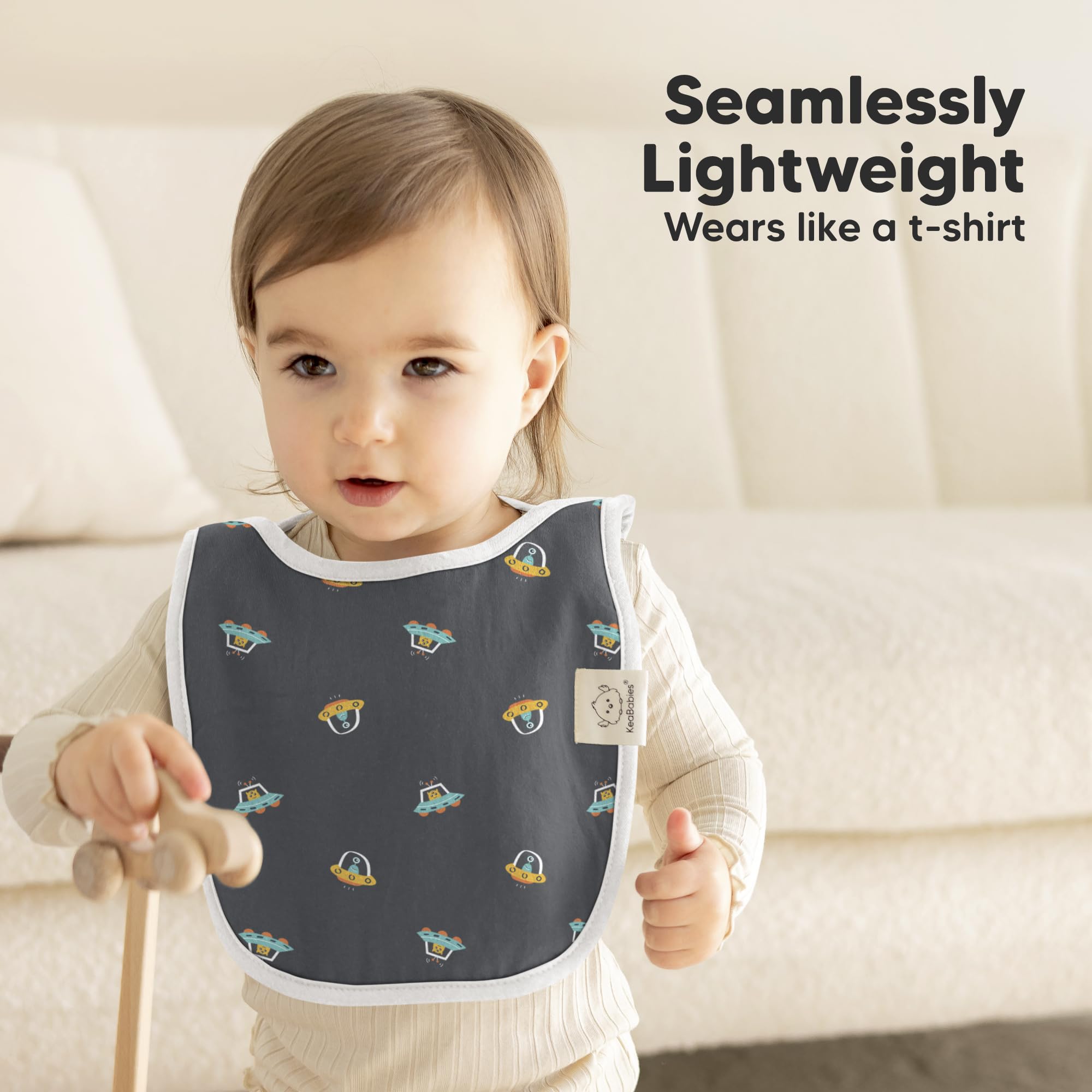 KeaBabies Hallo bib uses organic cotton for gentle skin comfort.