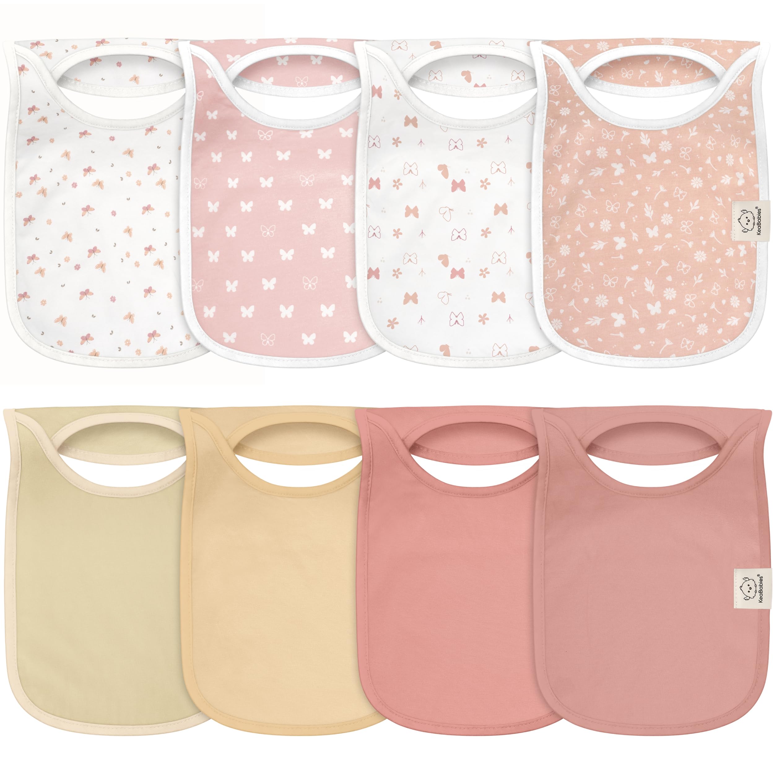 KeaBabies Hallo Baby Bibs overview with soft fabrics and butterfly colors for daily wear