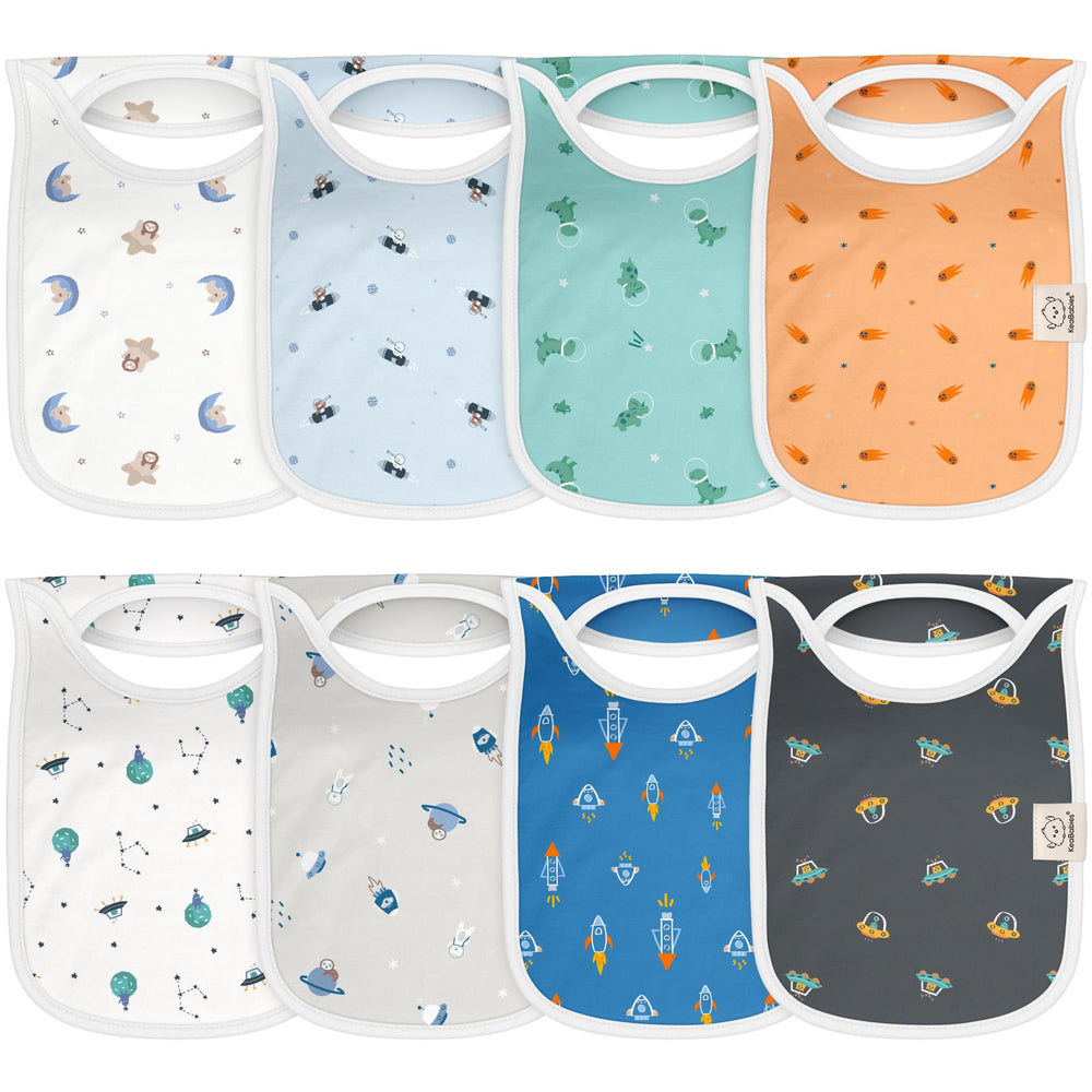 KeaBabies Hallo bib pullover design enables easy on and mess-free outfits.