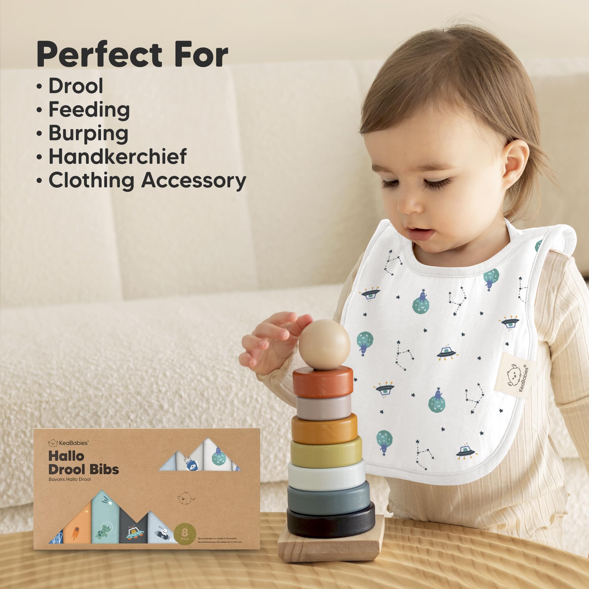 KeaBabies Hallo bib sustainable packaging for eco-conscious routines.