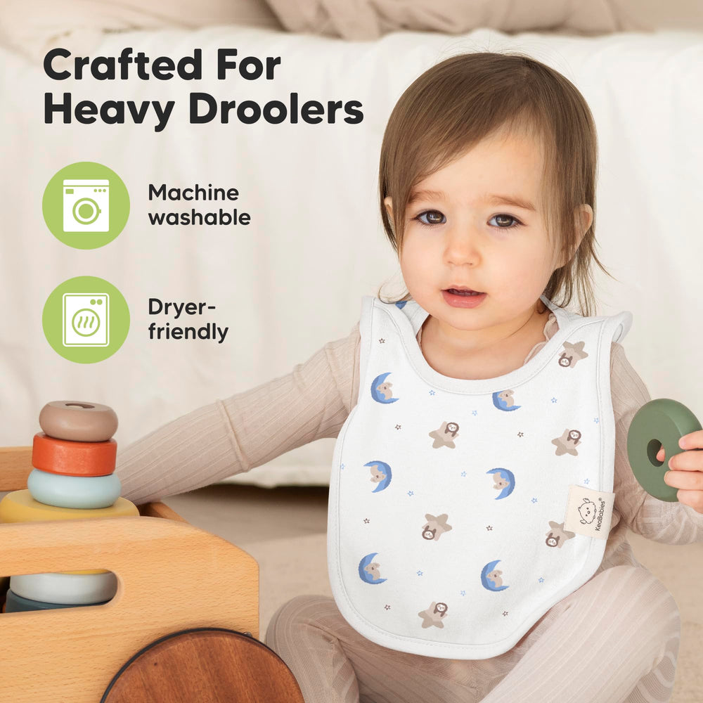 KeaBabies Hallo bib in unisex colors matches any outfit.