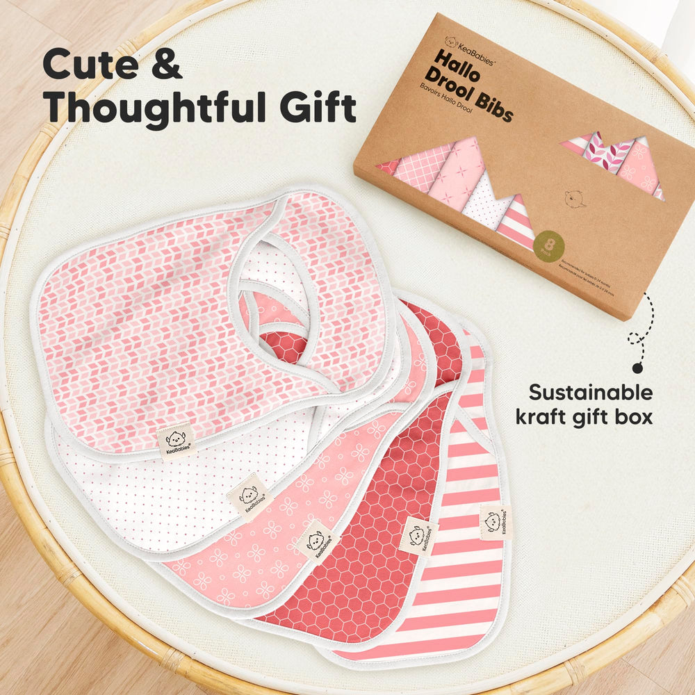 KeaBabies Hallo Bibs machine-washable fabric makes cleanup quick.