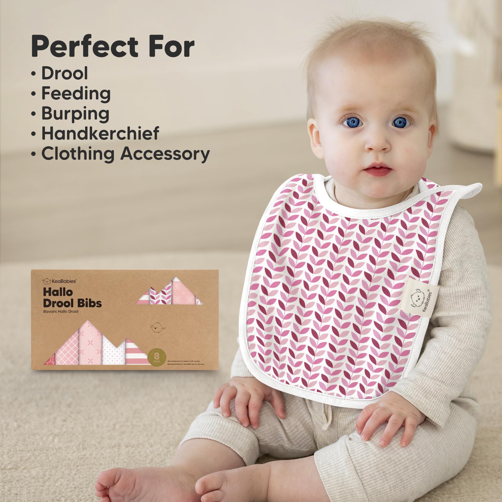 KeaBabies Hallo Bibs newborn-friendly design suits early droolers and teething infants.