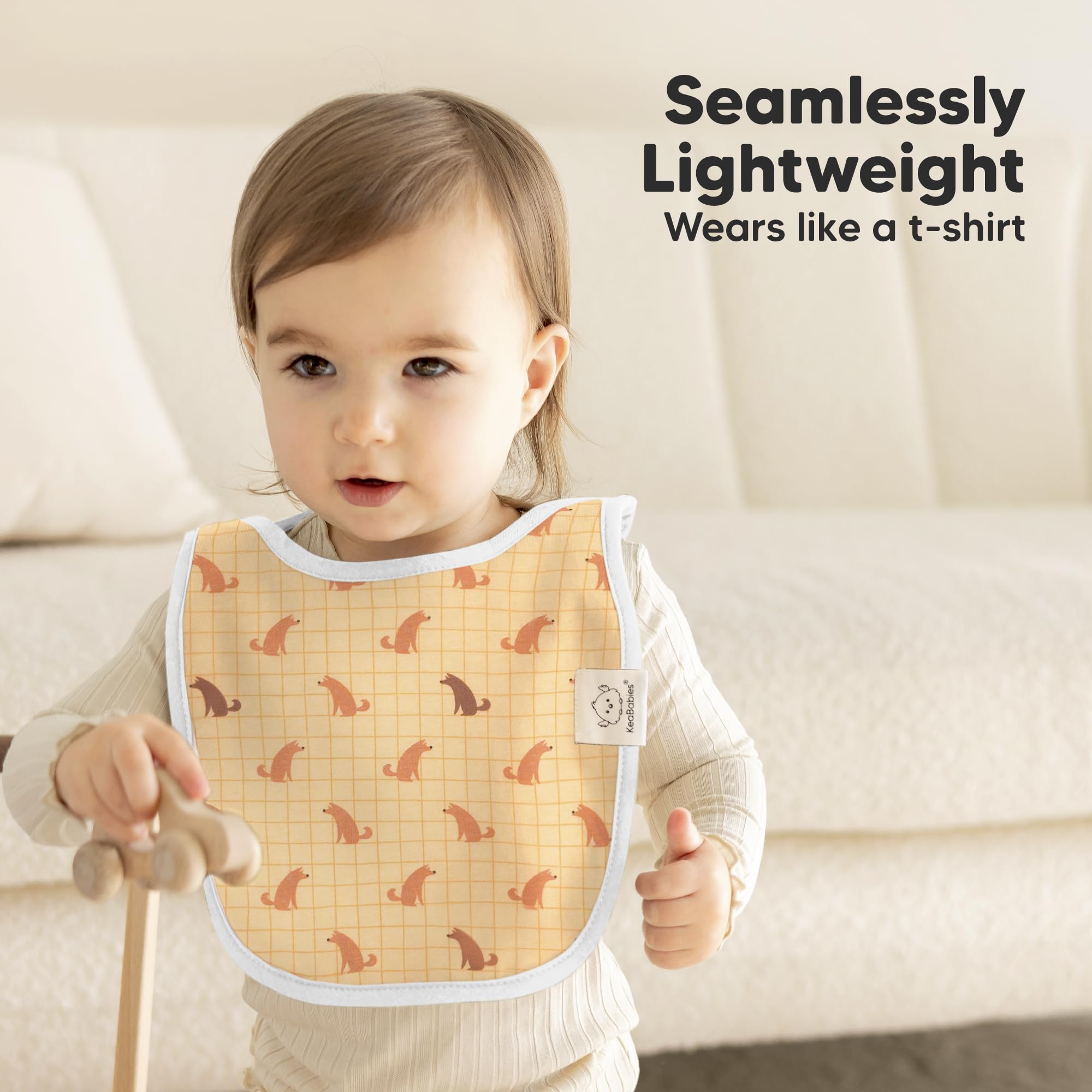 KeaBabies Hallo bib stays on during active play