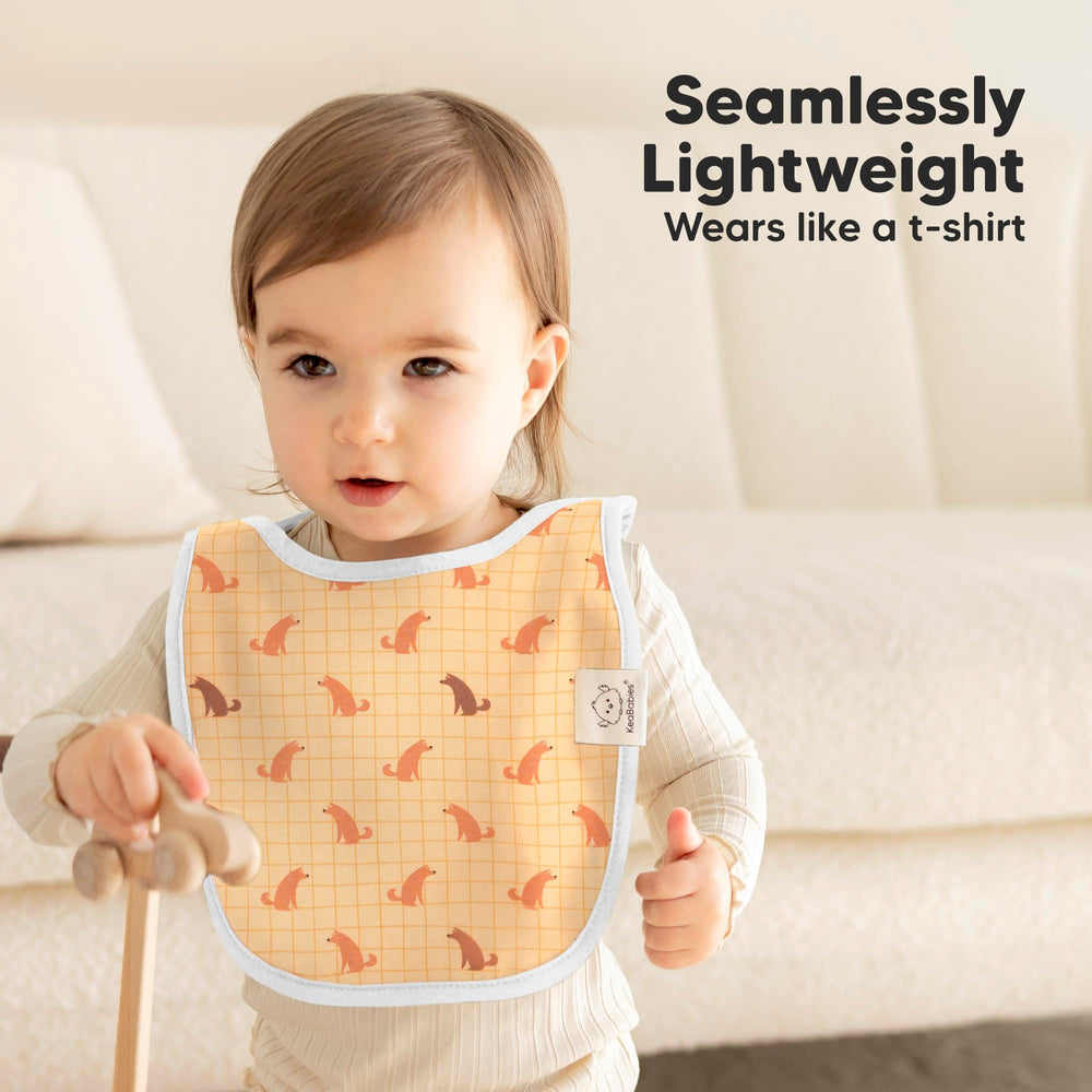KeaBabies Hallo bib stays on during active play