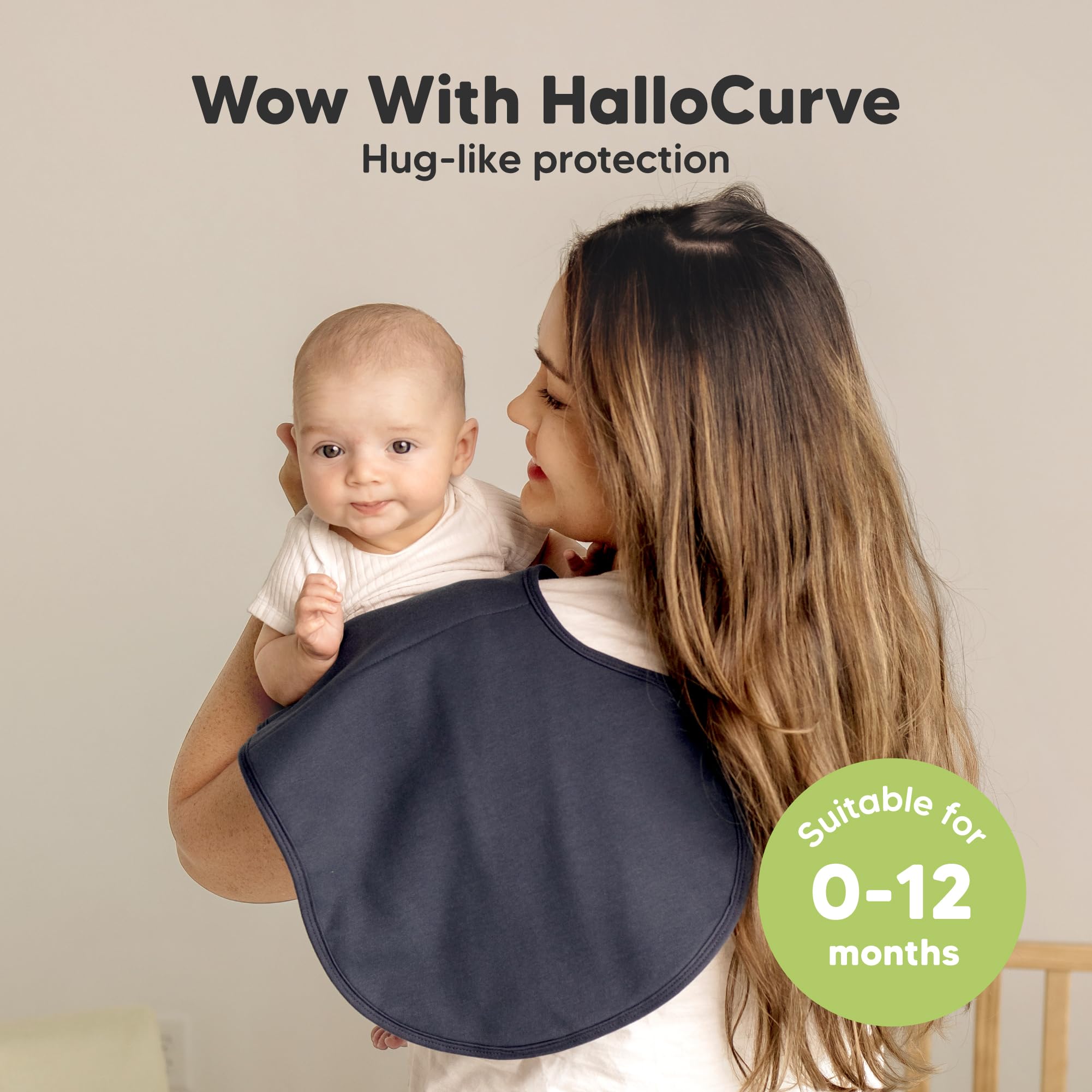 KeaBabies Hallo burp cloth laid flat shows 22x12 inch size.