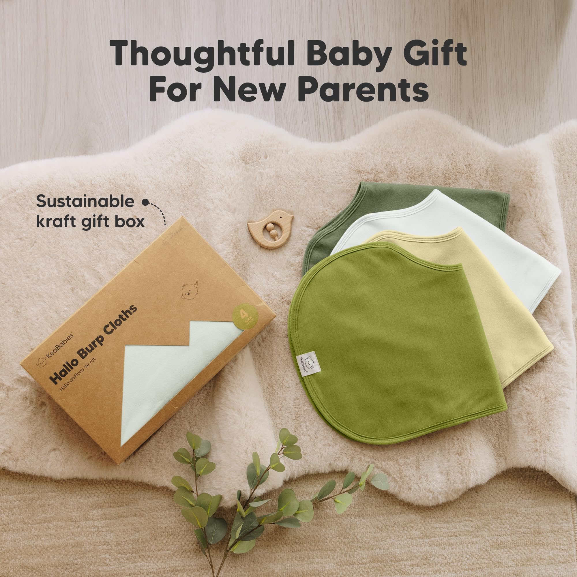 KeaBabies Hallo burp cloth neutral design suits any baby outfit.