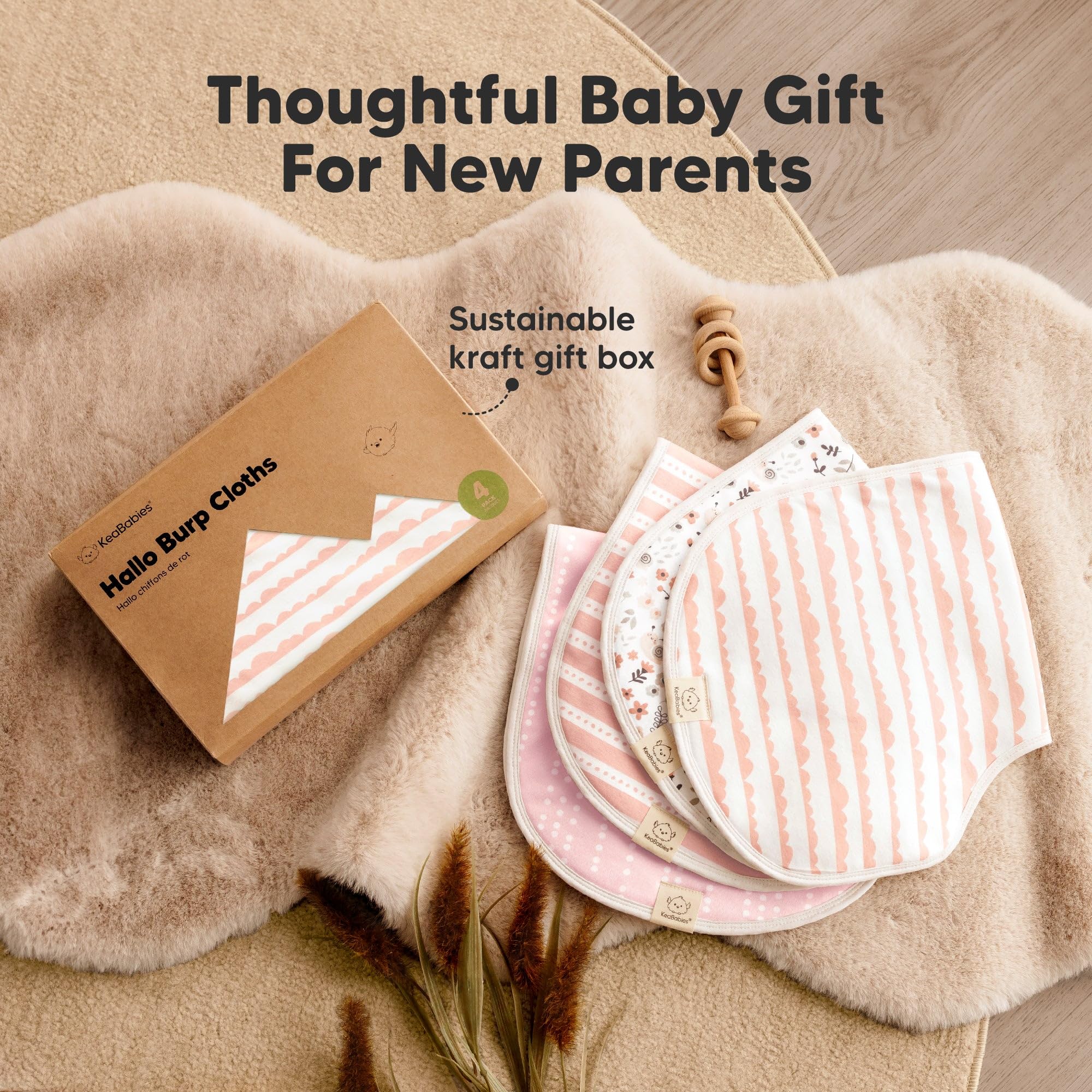 KeaBabies Hallo burp cloths absorb spills and mishaps during feeding sessions.