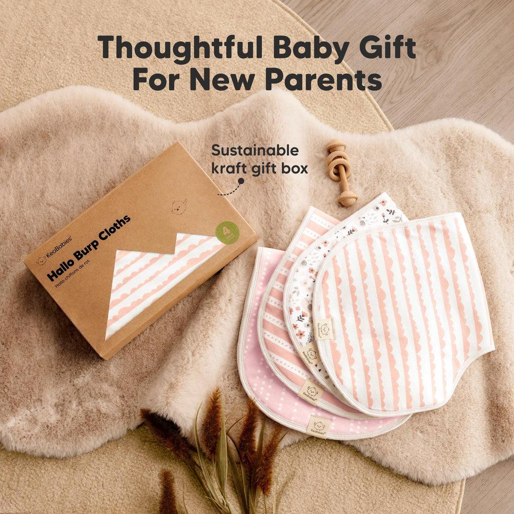 KeaBabies Hallo burp cloths absorb spills and mishaps during feeding sessions.