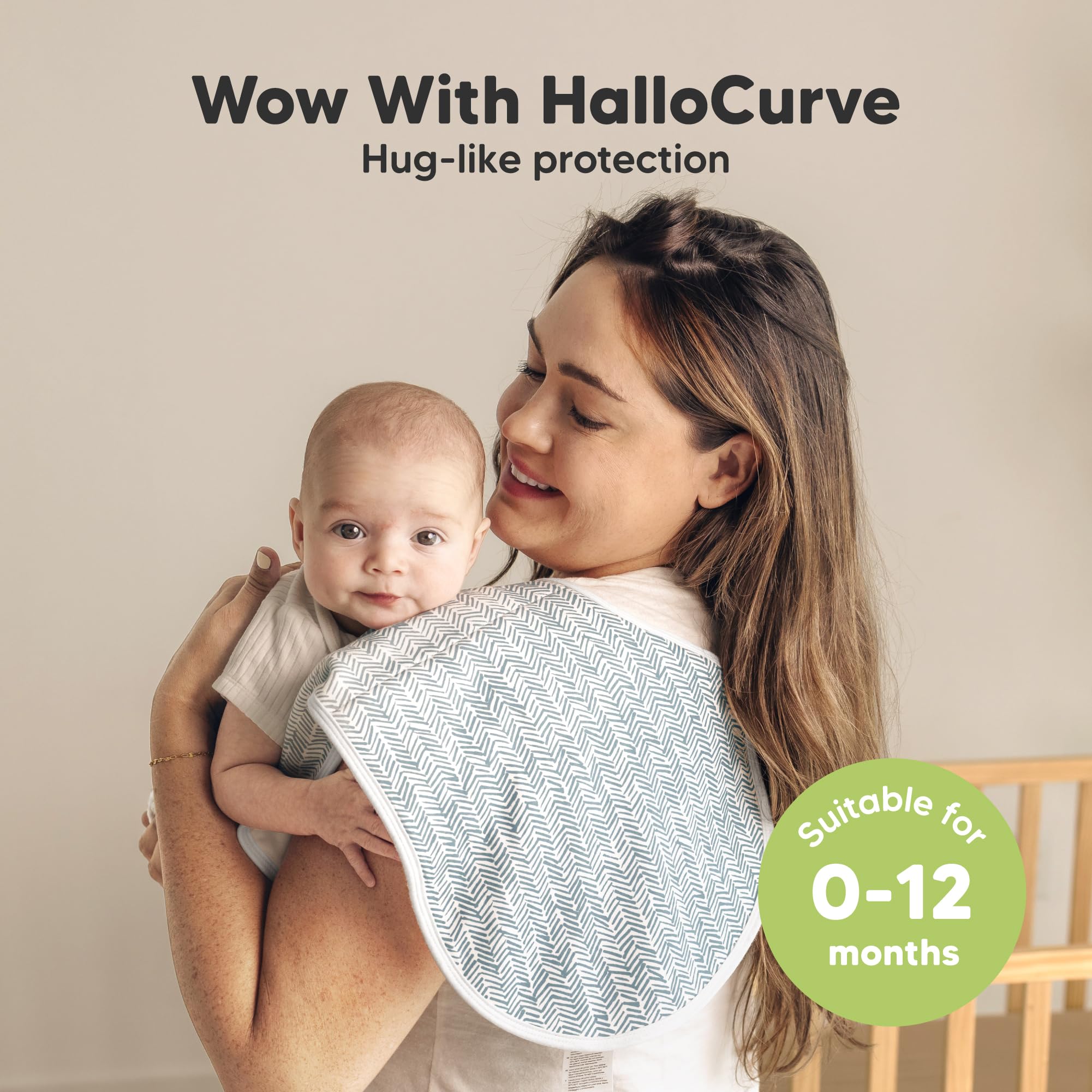 KeaBabies Hallo burp cloths 22x12 size delivers shoulder coverage during feeds.