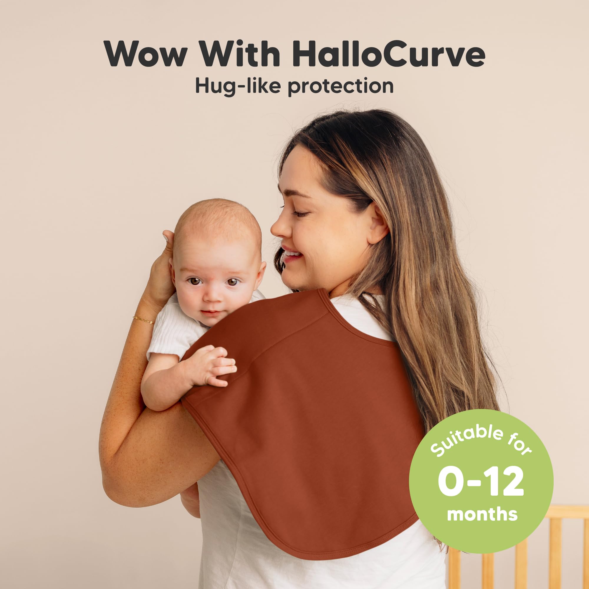 KeaBabies Hallo Burp Cloths 22x12 size offers extra shoulder coverage.