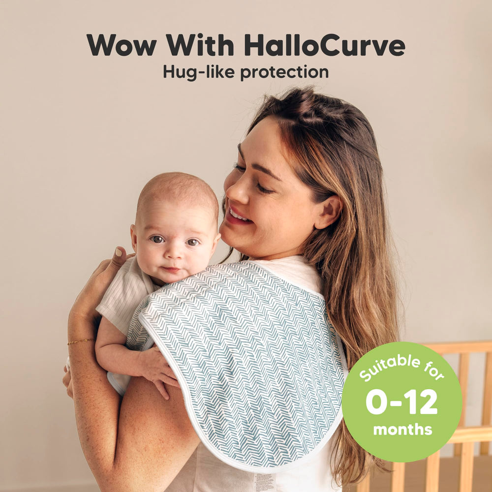 KeaBabies Hallo burp cloths 22x12 size delivers shoulder coverage during feeds.