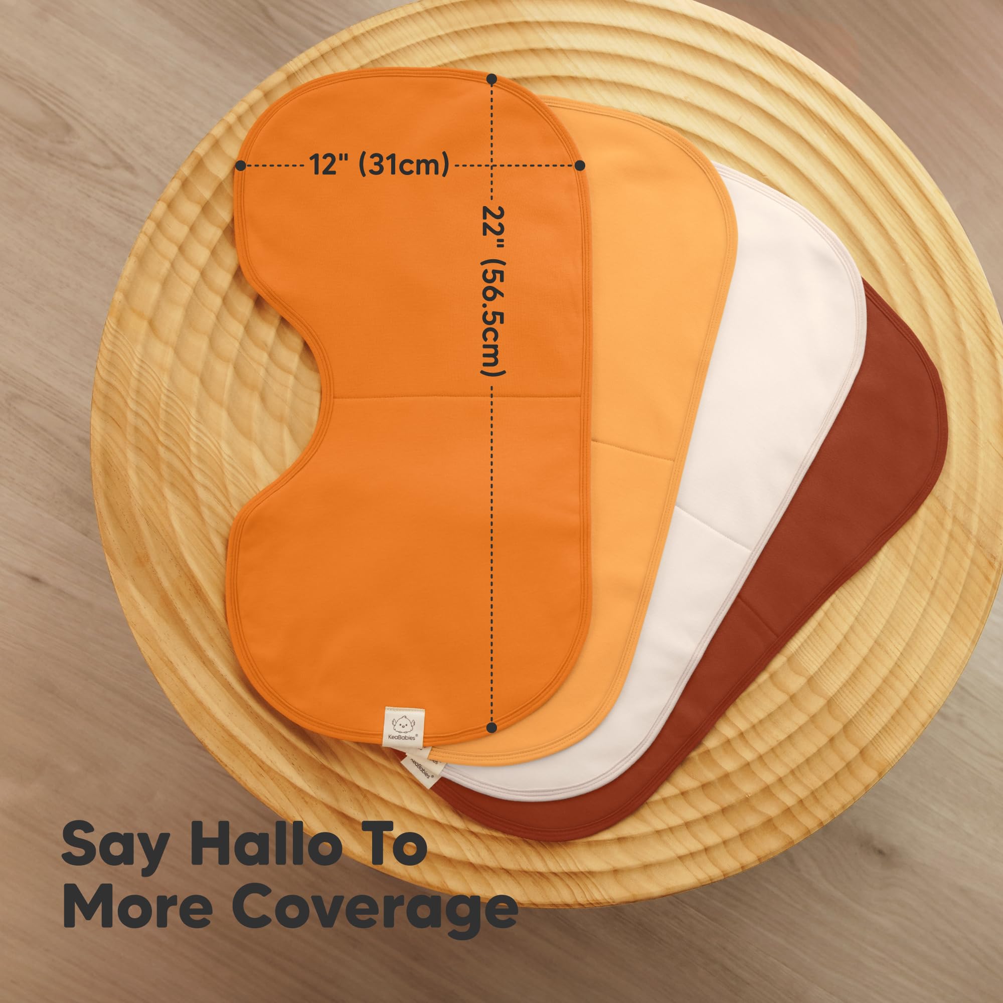 KeaBabies Hallo Burp Cloths 3-layer absorbent core keep you dry.