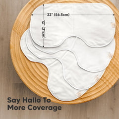 KeaBabies Hallo Burp Cloths laid flat show extra-large coverage for shoulder protection.